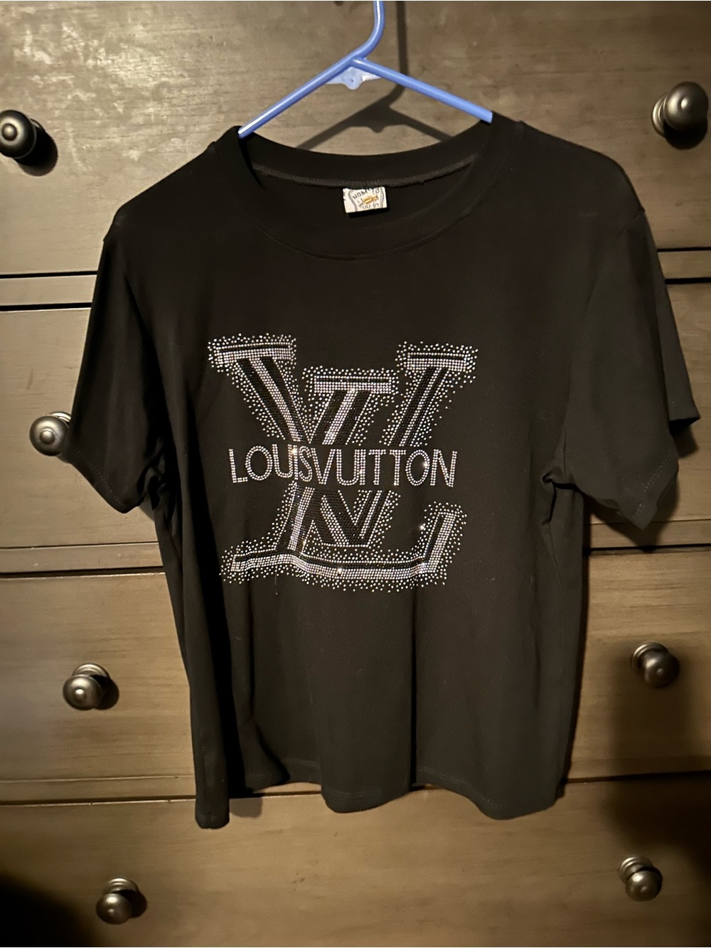 Black Silver Rhinestone Logo Tee - Picture 2 of 4